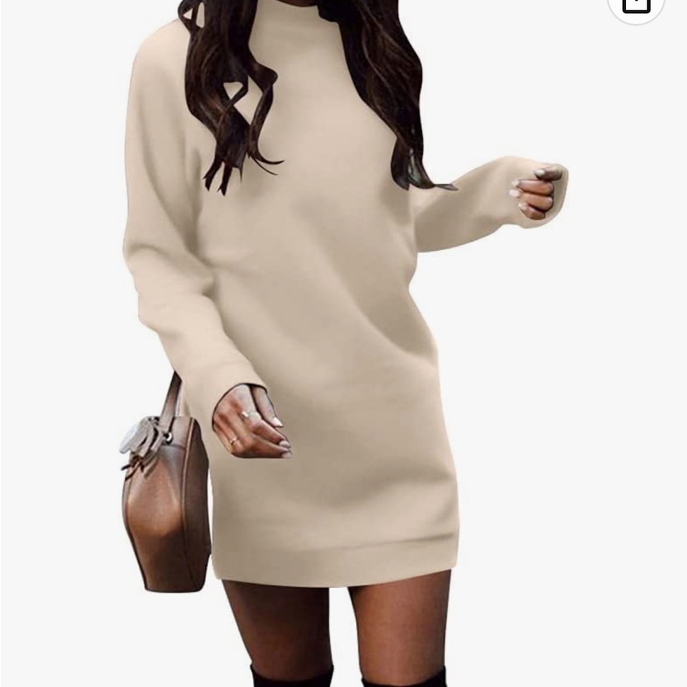 Women's Fleece Long Sweatshirt Dress Crewneck Pullover Long Sleeve Sweater Dress